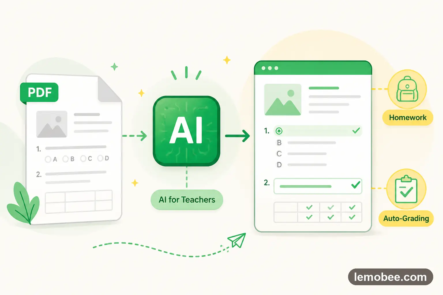 From paper PDF to auto-graded digital worksheet in one upload.