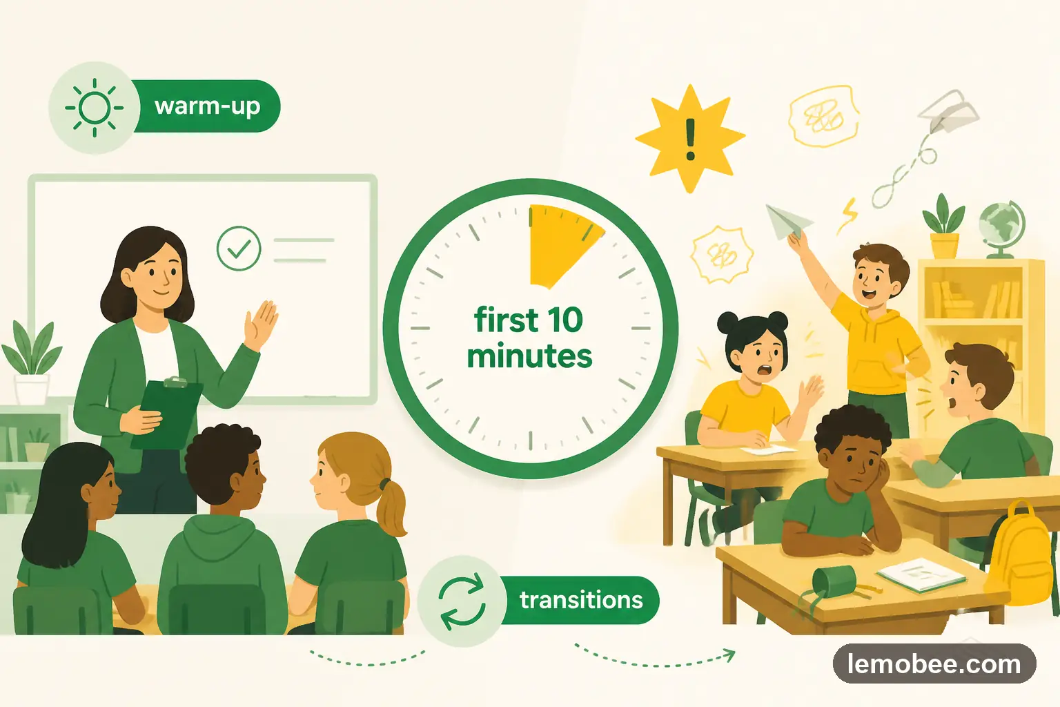 The first 10 minutes of class: calm vs chaos