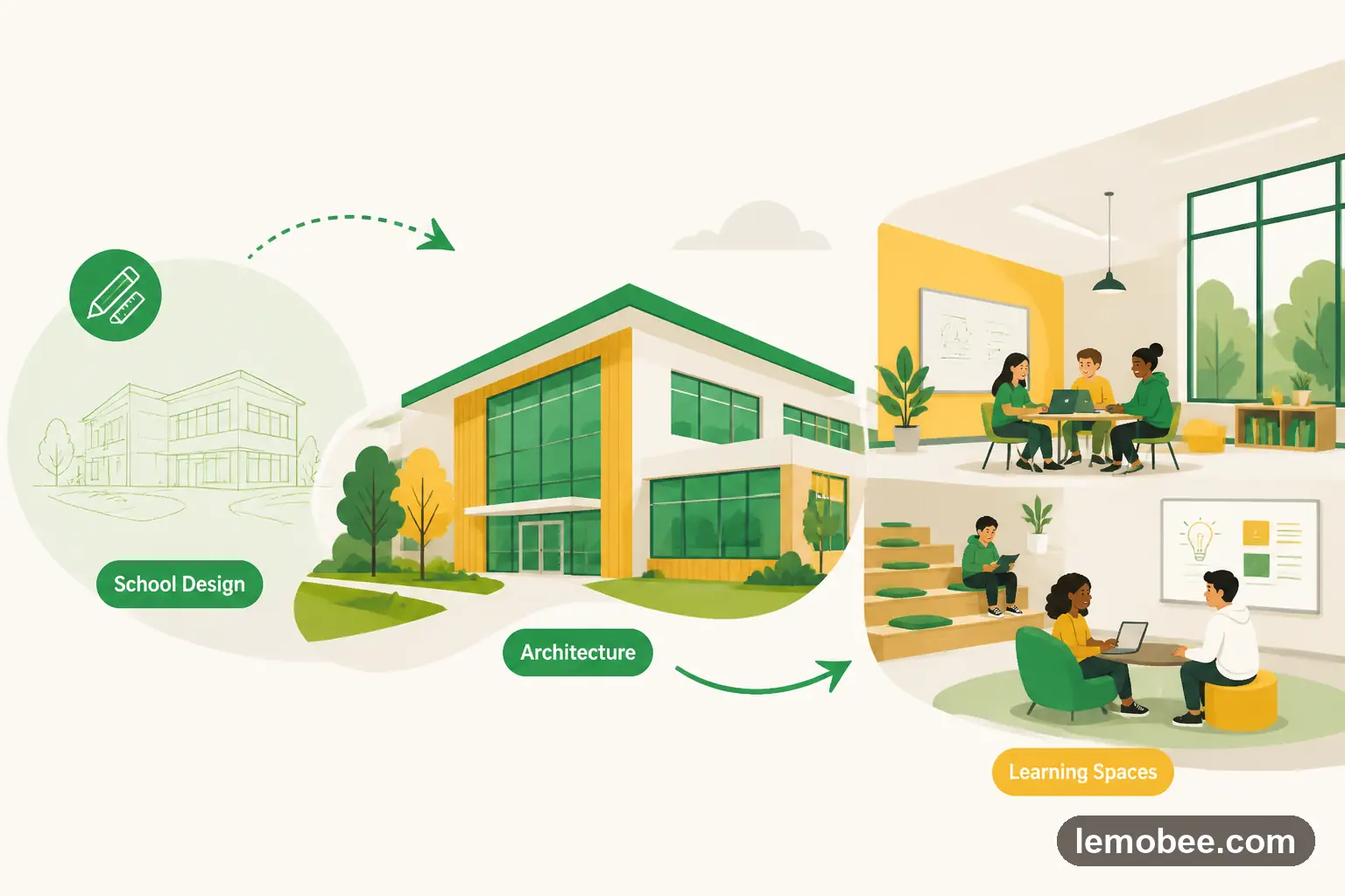 Modern school interior with natural light